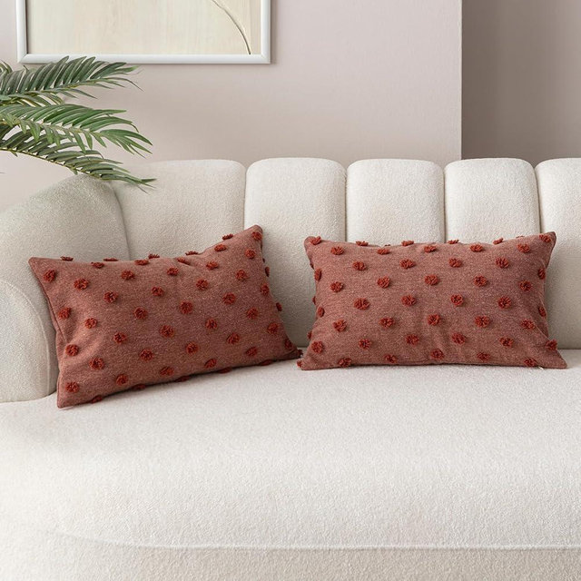 EtaVita Terracotta Throw Pillow Covers 12x20 Set of 2 - Earthy Decorative Cushion Cases, Cotton Blend with Hidden Zipper, Boho Farmhouse Decor for Living Room Bedroom