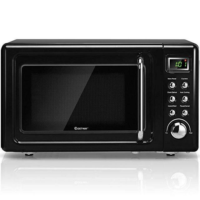 COSTWAY Retro Countertop Microwave Oven, Black
