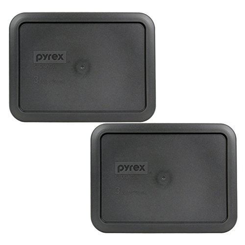 Pyrex 7210-PC Rectangle 3 Cup Charcoal Grey Storage Lid - 2 Pack