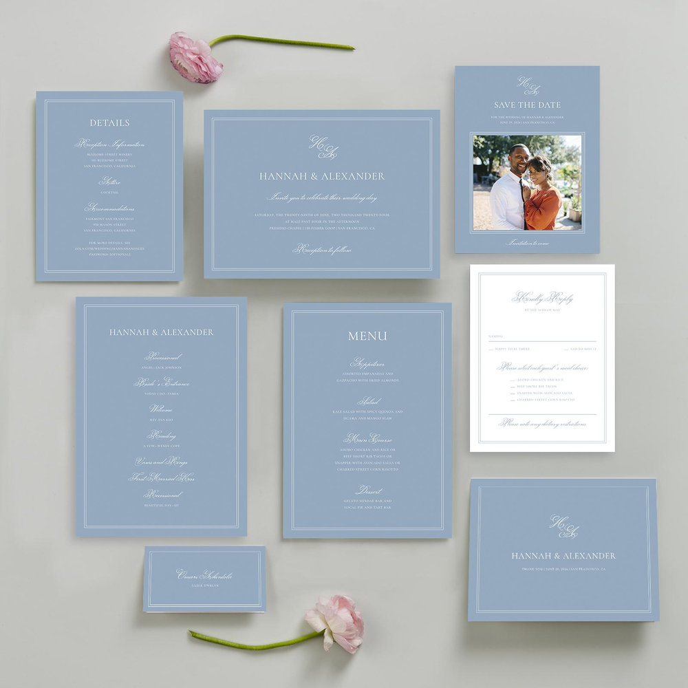 Wyncote Landscape | Dusty Blue | Zola Wedding Invitations