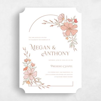 Pink Ticket Wedding Invitation - Leighton Bloom