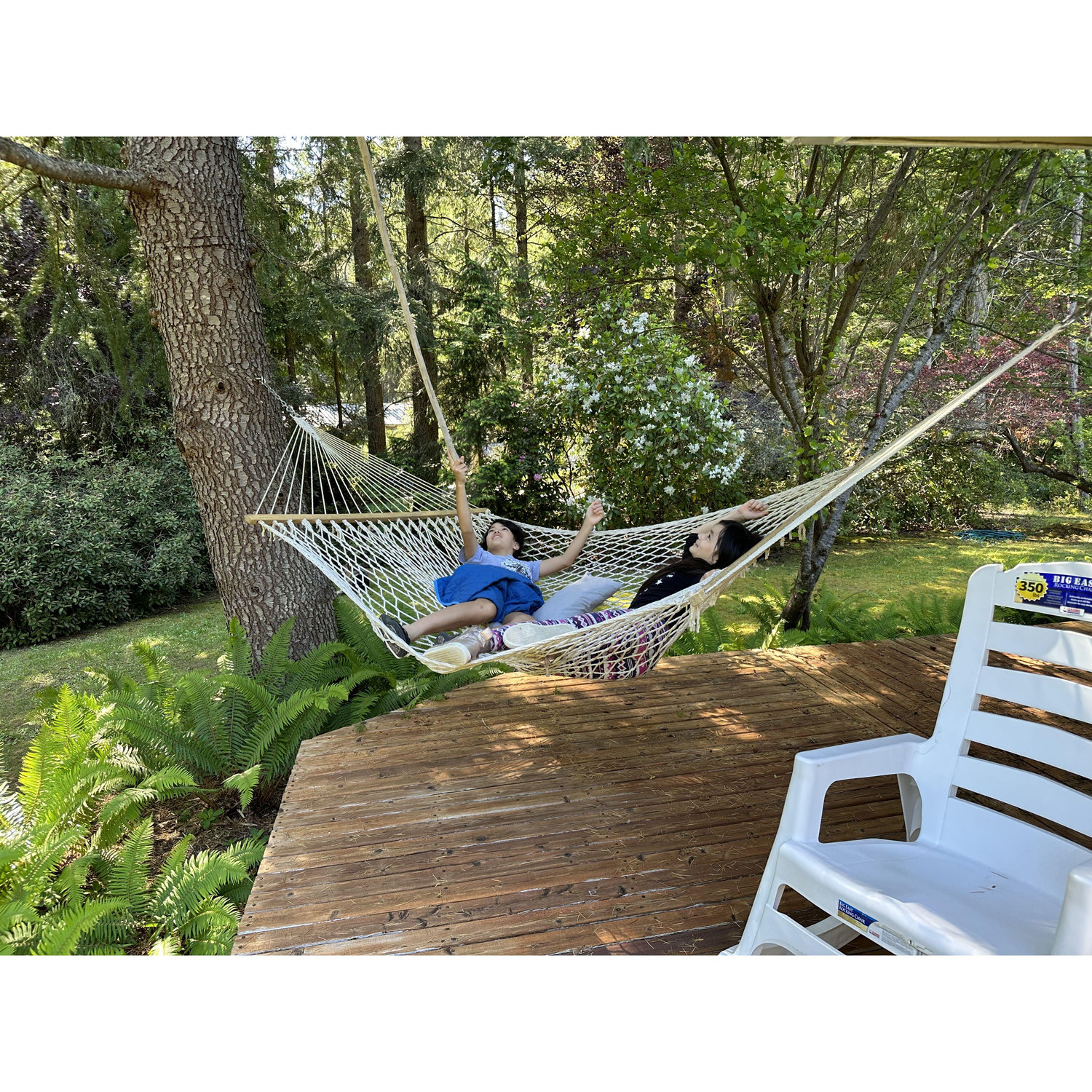 Our girls enjoying time in the hammock.