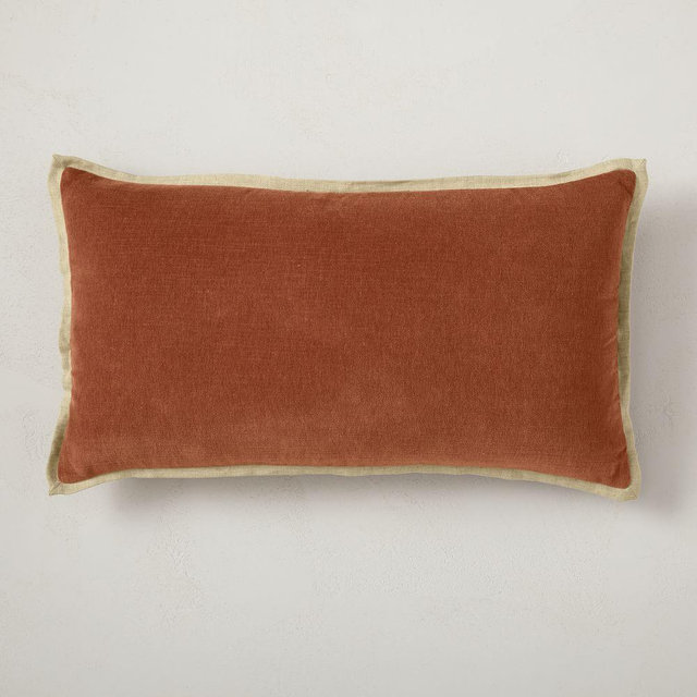Classic Cotton Velvet Pillow Cover, 12"x21", Burnt Umber