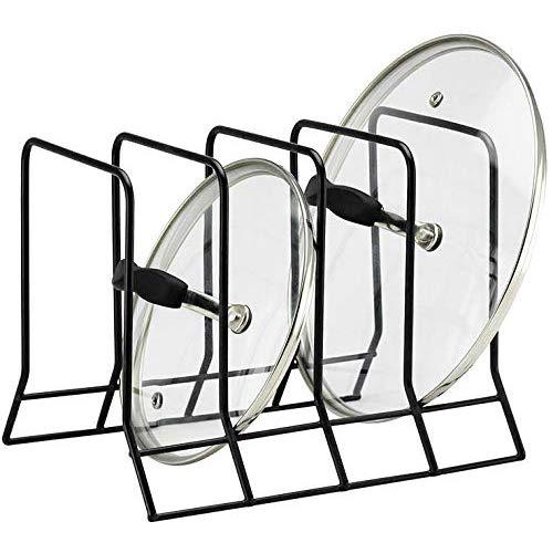 Kitchen Bakeware Pot Lid Rack Holder Organizer (Black)