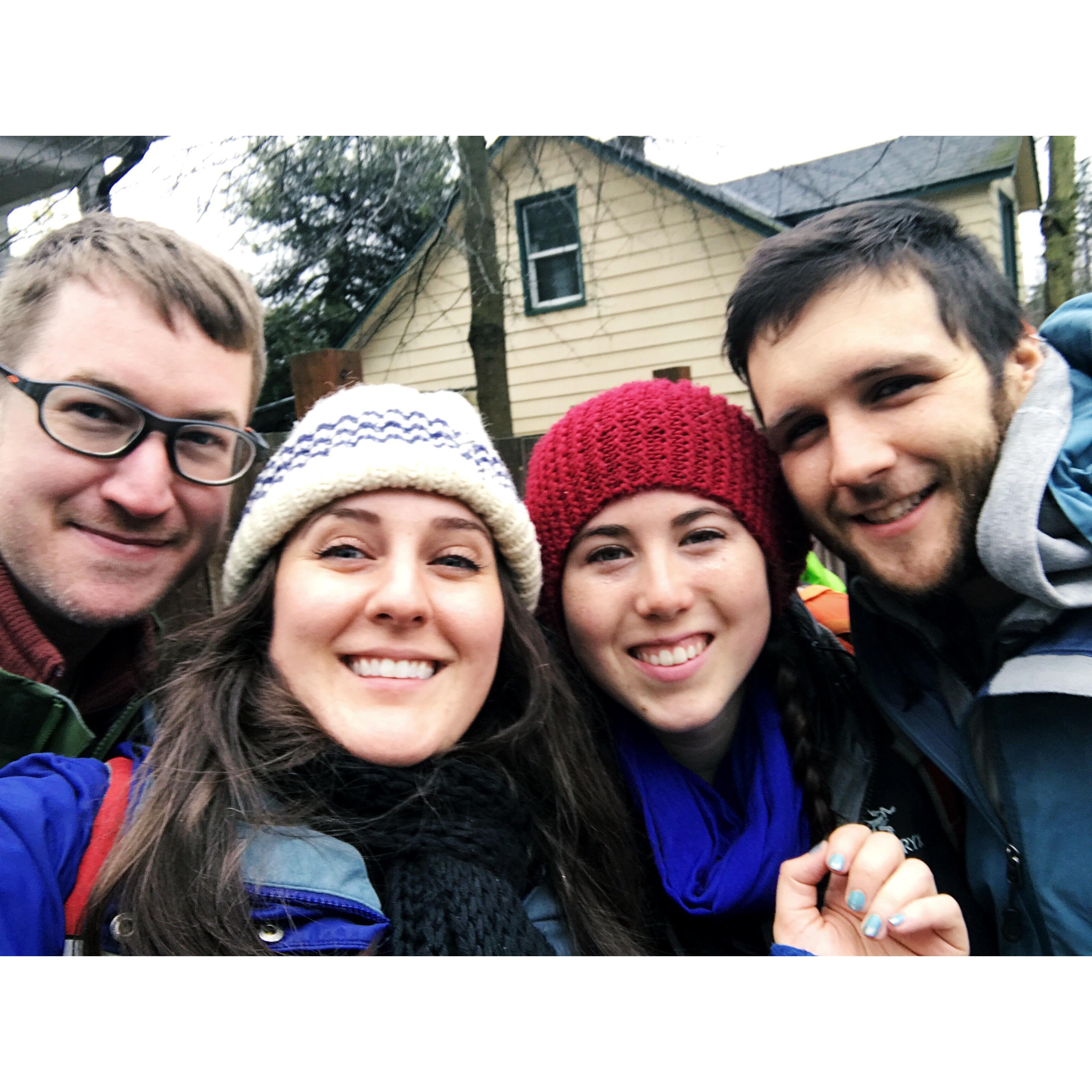 On our way to the Women's March with Lina's brother, David, and sister-in-law, Laura in 2016