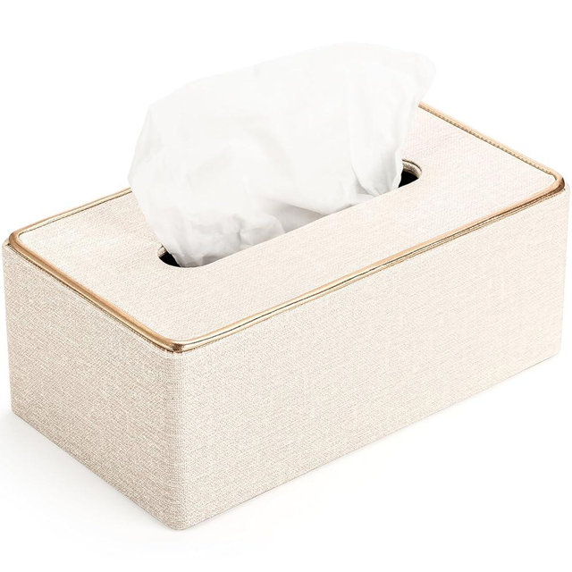 Tosnail Rectangular Leather Tissue Box Cover, 10" x 5.5" x 4.2" Decorative Tissue Box Holder, Tissue Paper Dispenser for Home, Office, Car Decoration