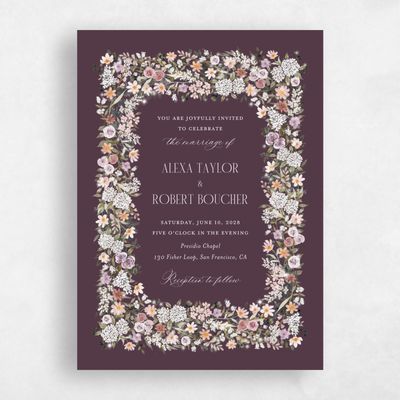 Dark Plum, Purple Wedding Invitation - Garden Gate Classic