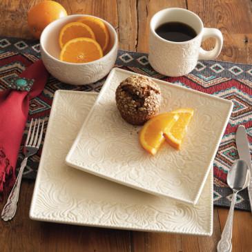 Cream Tooled 16 Piece Dinnerware Set