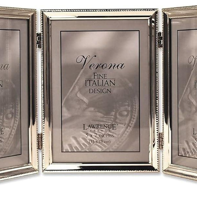 Lawrence Frames Bead Border Design, 5x7 Triple, Silver