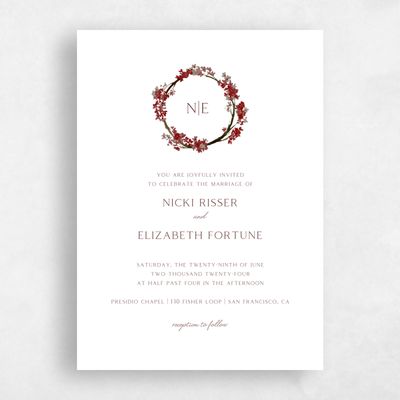 Red Floral Wedding Invitation - Allamia Classic