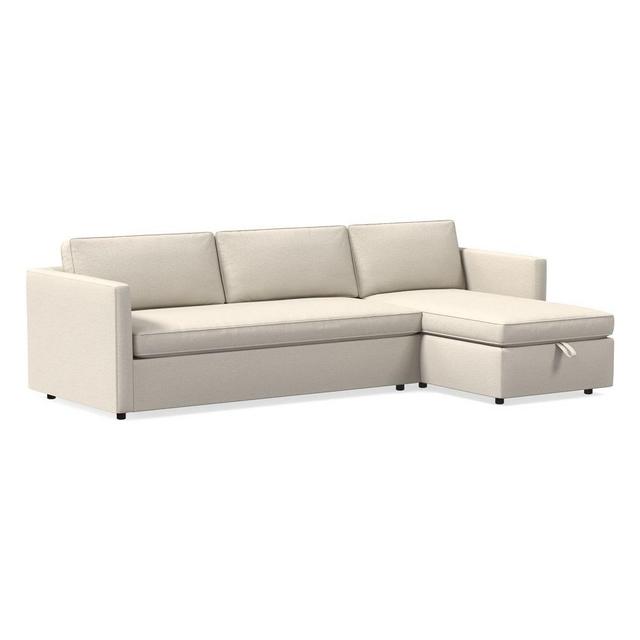 Harris 109" Right Bench Cushion Sleeper Sectional w/ Storage Chaise, Twill, Alabaster