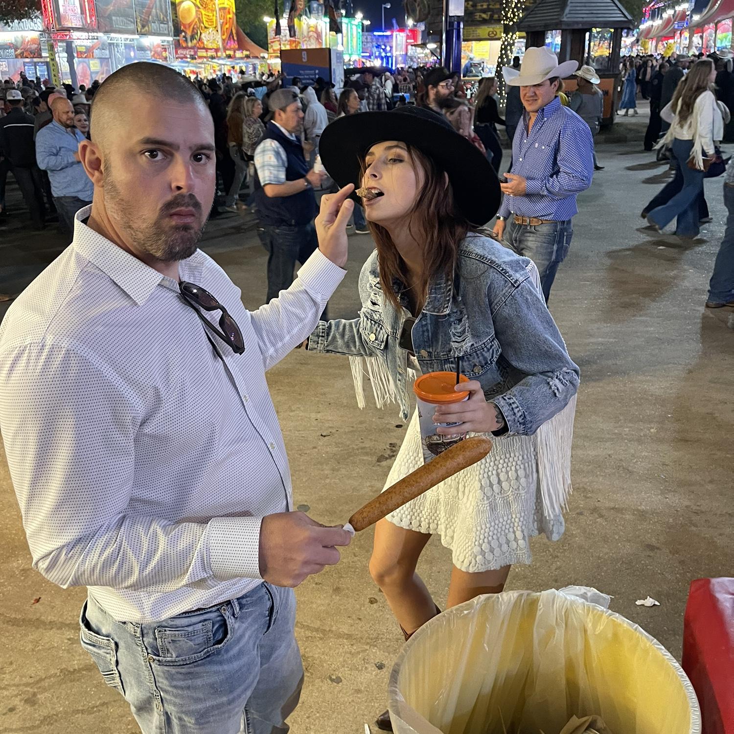 Jordan always makes sure they are well fed with a balanced meal (corndogs, churros, and a coke)