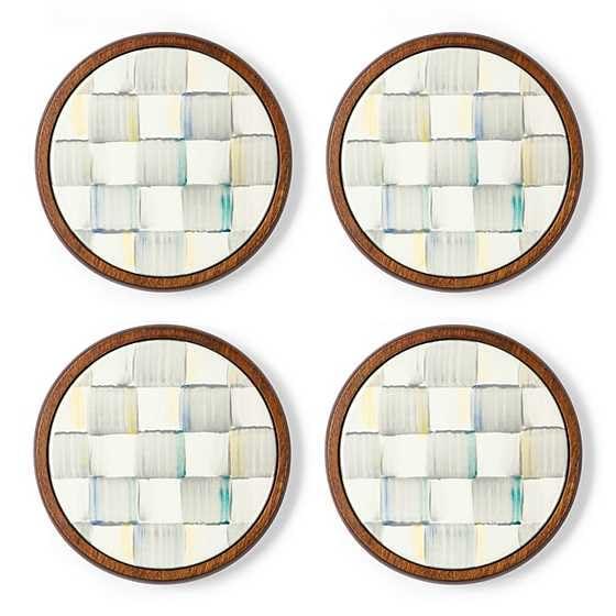 MacKenzie-Childs Sterling Check Enamel Coasters - Set of 4