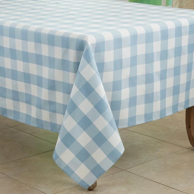 Saro Lifestyle Buffalo Plaid Cotton Blend Tablecloth, Blue, 70" x 70"