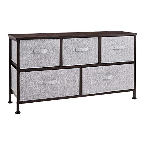 AmazonBasics Extra Wide Fabric 5-Drawer Storage Organizer Unit for Closet, Bronze