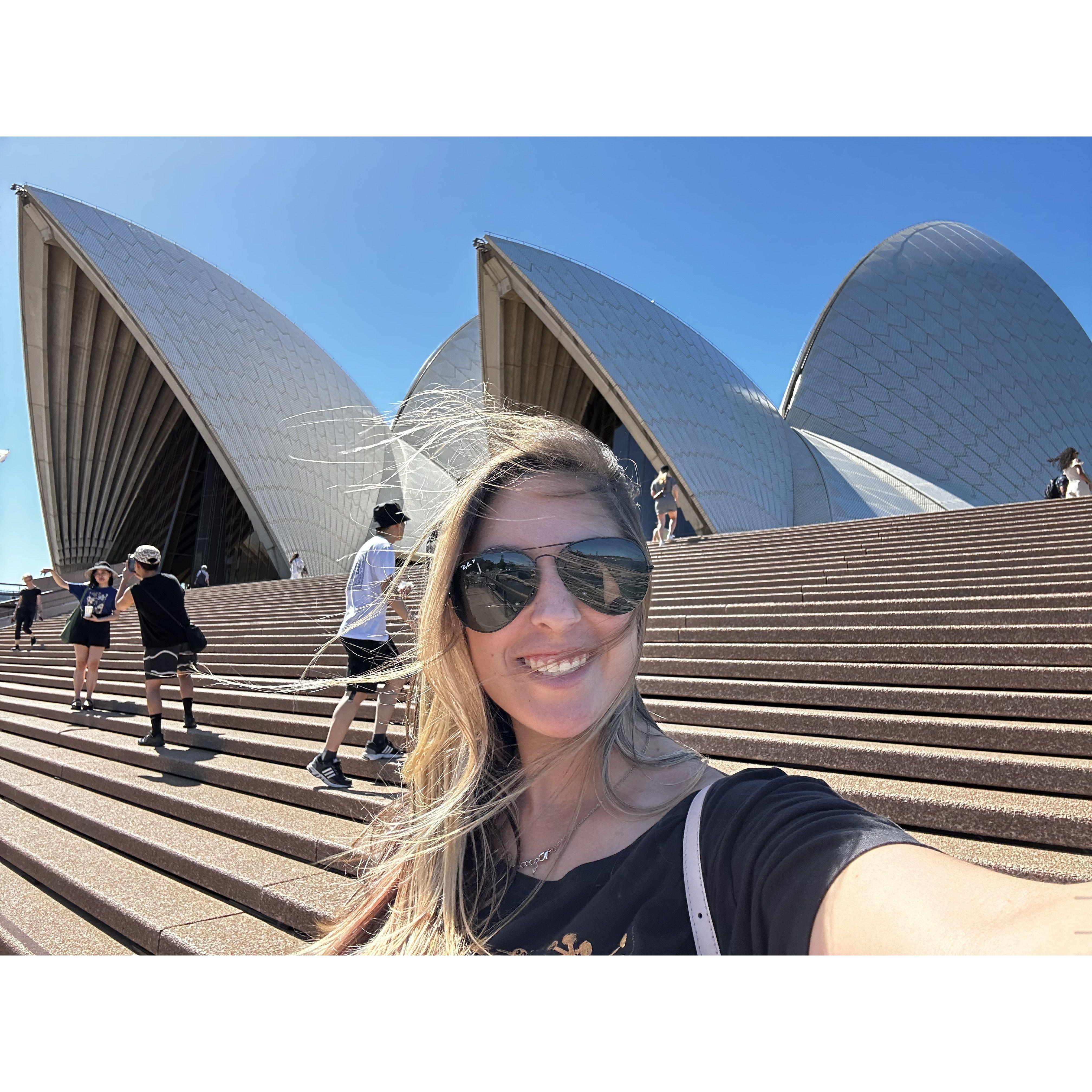Harley sending Blake the Opera House photos.