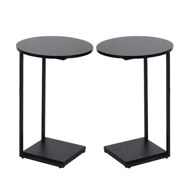 DCLRN C Table End Table Set of 2,C Shaped End Table for Round,Round Side Table is Suitable for Living Room and Bedroom.(Black)