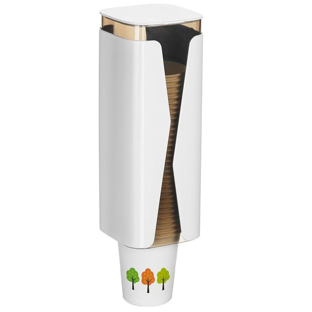 Cup Dispenser, Wall Mounted Mouthwash Cup Dispenser Fit 4oz-6oz Disposable Cups, Pull Type Water Cooler Cup Holder for Bathroom Office Gym School -White