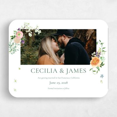 White Rounded Wedding Save the Date - Rosalind Photo