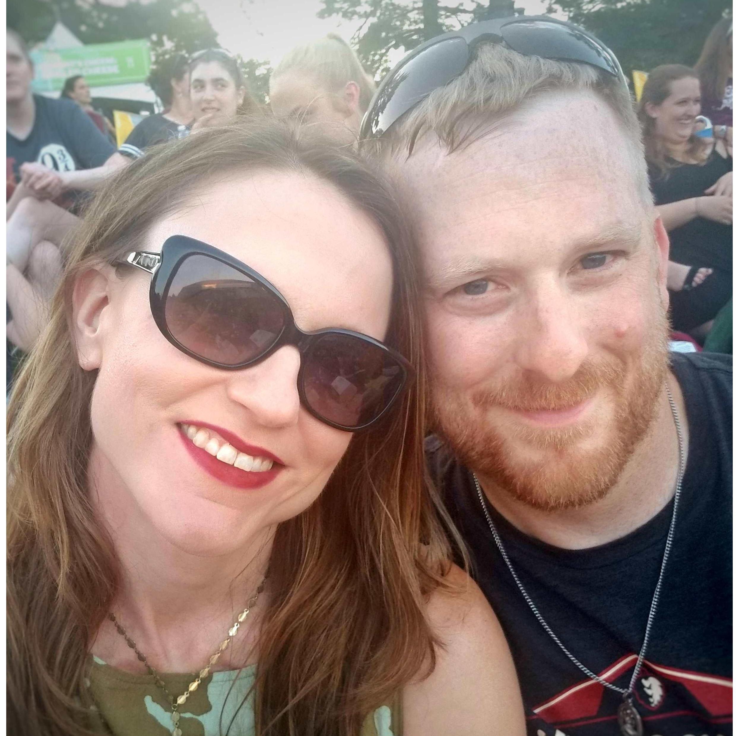 A fun date that turned into a tradition. Watching Harry Potter on the lawn at the Mann Center. Magical.