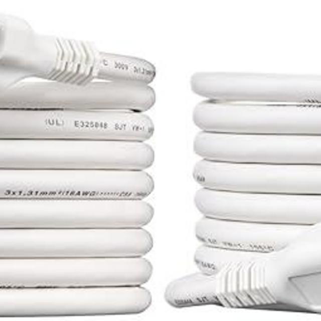 Amazon Basics Extension Cord, 15 ft, 3 Prong Outlet Extender, Indoor Extension Cord, 13 Amps, 125V, Pack of 2, White