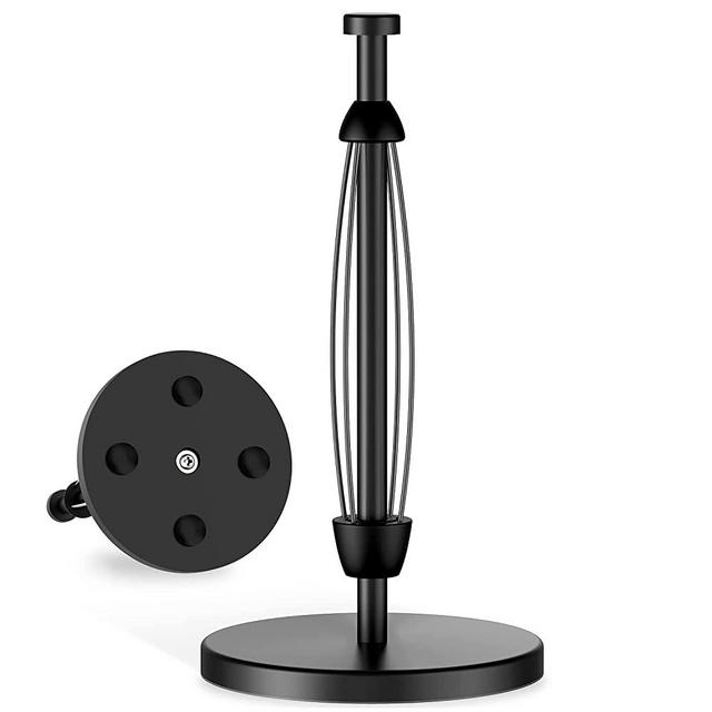 VEHHE Black Paper Towel Holder Countertop, Perfect Tear Paper Towel Holder Stand with Suction Cups, Bathroom Paper Towel Holder Made of Stainless Steel for Easy One-Handed Operation|Black