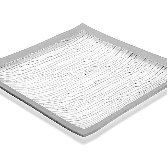 GAC Large 13 Inch Tempered Glass Tray Square Glass Platter Break and Chip Resistant – Oven/Microwave Safe – Dishwasher Safe – Decorative Charger Plate, Glass Serving Tray