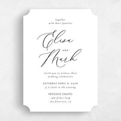White Ticket Wedding Invitation - Marlow Portrait