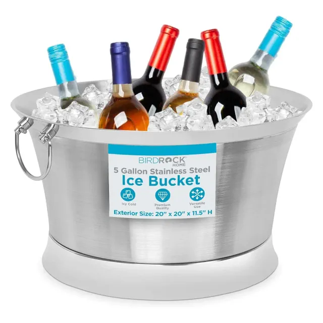 BirdRock Home 19.7Gal Double Wall Round Beverage Tub - Stainless Steel