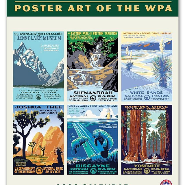 National Parks WPA Grid Wall Calendar 2026, Monthly January–December 8.75" x 12"
