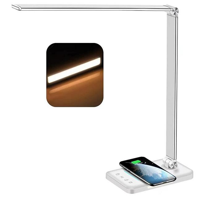 AFROG 3rd Gen Multifunctional LED Desk Lamp with 10W Fast Wireless Charger,USB Charging Port, Night Light, 1200Lux Super Bright, 5 Lighting Mode, 7 Brightness,30/60 Min Timer,5000K,12W