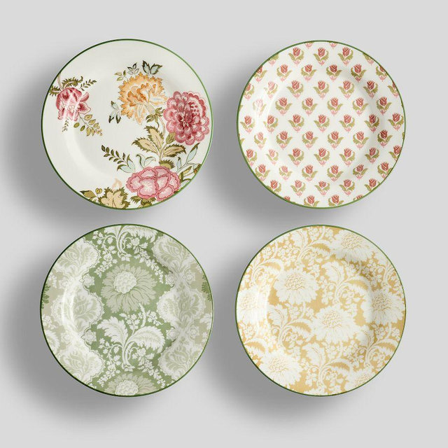 Kravet Jardin Appetizer Plates, Mixed Set of 4 - Multi
