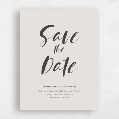 Gray, Grey Wedding Save the Date - Lyons Type