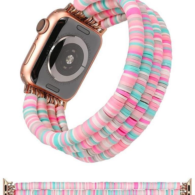 TOYOUTHS Compatible with Apple Watch Band Preppy Beaded Cute Stretch Kid Girl Women Clay Bracelet iWatch Ultra 1/2 (49mm), Series 9/8/7(41mm 45mm), Series SE/6/5/4(40mm 44mm), Series 3/2/1(38mm 42mm)