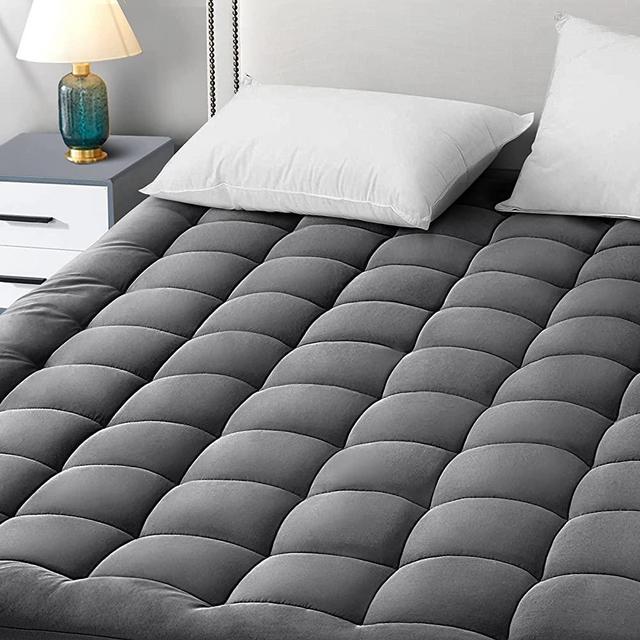 EASELAND King Size Mattress Pad Pillow Top Mattress Cover Quilted Fitted Mattress Protector Cotton Top 8-21" Deep Pocket Cooling Mattress Topper (78x80 Inches, Dark Grey)