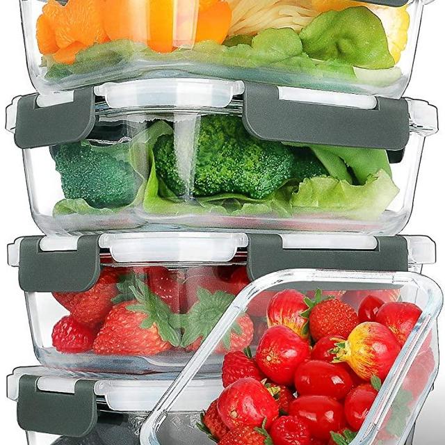 [5-Packs, 30 Oz] Glass Meal Prep Containers with Snap Locking Lids Glass Food Containers,Airtight Lunch Container,Microwave, Oven, Freezer and Dishwasher