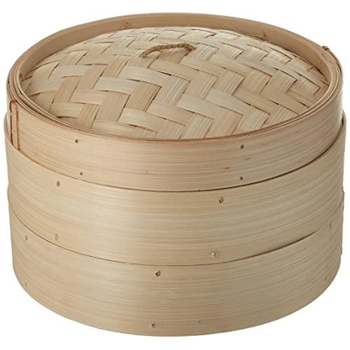 Trademark Innovations 3 Piece Bamboo Steamer, Standard, Tan