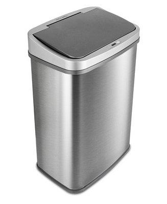 Nine Stars 13.2 Gallon Stainless Steel Sensor Trash Can with Gun Metal Trim