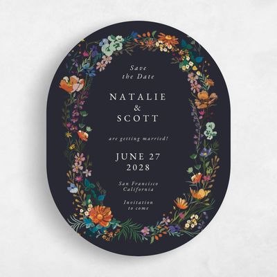 Black Oval Wedding Save the Date - Dolce Portrait