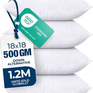 Utopia Bedding Throw Pillows (Set of 4, White) – 18 x 18 Inches Down Alternative Pillows for Bed, Sofa, and Couch - Fluffy Decorative Stuffer Pillow for Indoors & Outdoors