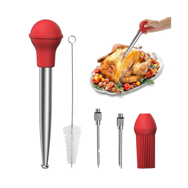 VONDIOR Turkey Baster Stainless Steel with Basting Brush and Marinade Injector Needles