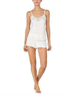 Flower-Lace Trim Cami & Shorts Pajama Set