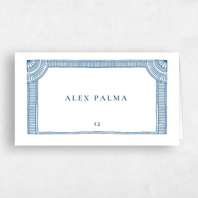 White Geometric Wedding Place Card - Blevio