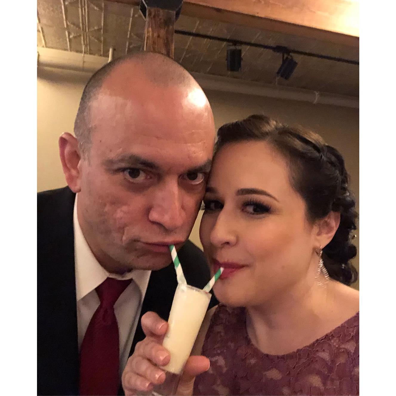 Reenacting "two on a soda" at our besties' wedding in NOLA.