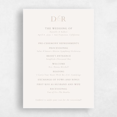 Beige Simple Wedding Program - Damon