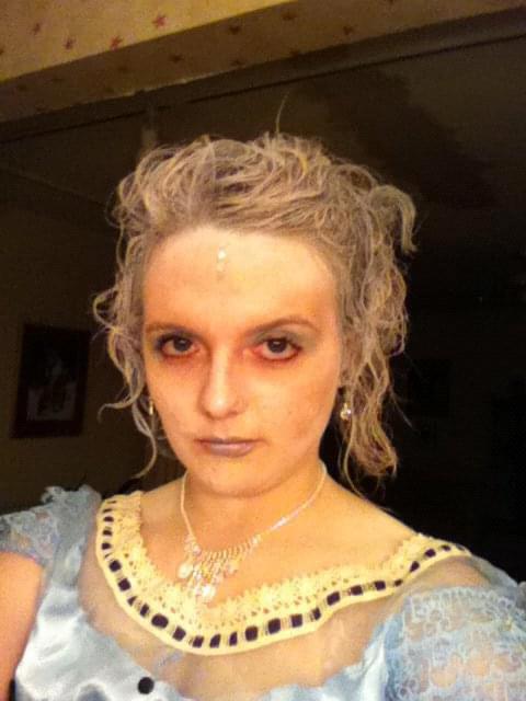 Before she really understood cosplay Julia would put her all into her Halloween costumes. Here she plays Ice from the Robert Frost poem Fire and Ice.