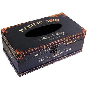 Generic - (Black Pacific Soul) Retro Vintage Rustic Wood Tissue Holder Box Cover Facial Tissue Paper Dispenser Anchor Design Tissue Holder Home Decor