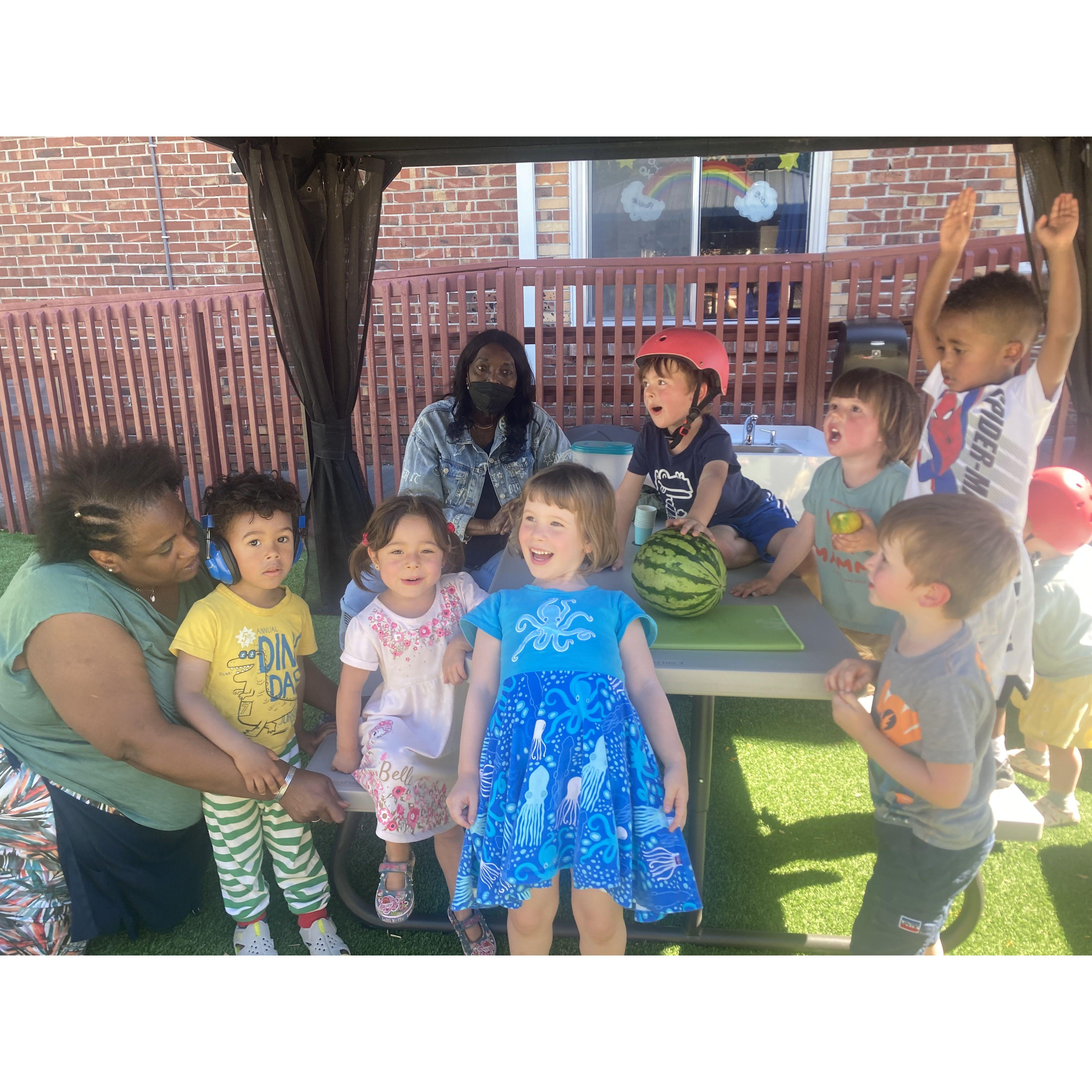 Amber and Charlie got to grow a garden with the best group of preschoolers in seattle.... watermelon harvest day was a blast!