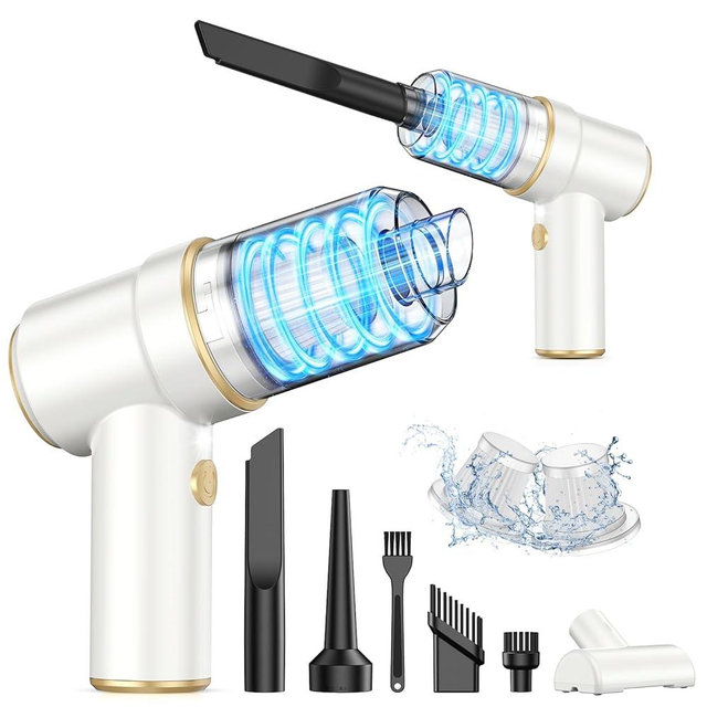 KMM Handheld Car Vacuum Cleaner, 11000PA Vacuum Cleaner & Air Duster, 120W High Power Vacuum Portable Cordless, Hand Held Vacuum Rechargeable with Multi-Nozzles & LED Light for Home, Car, Office