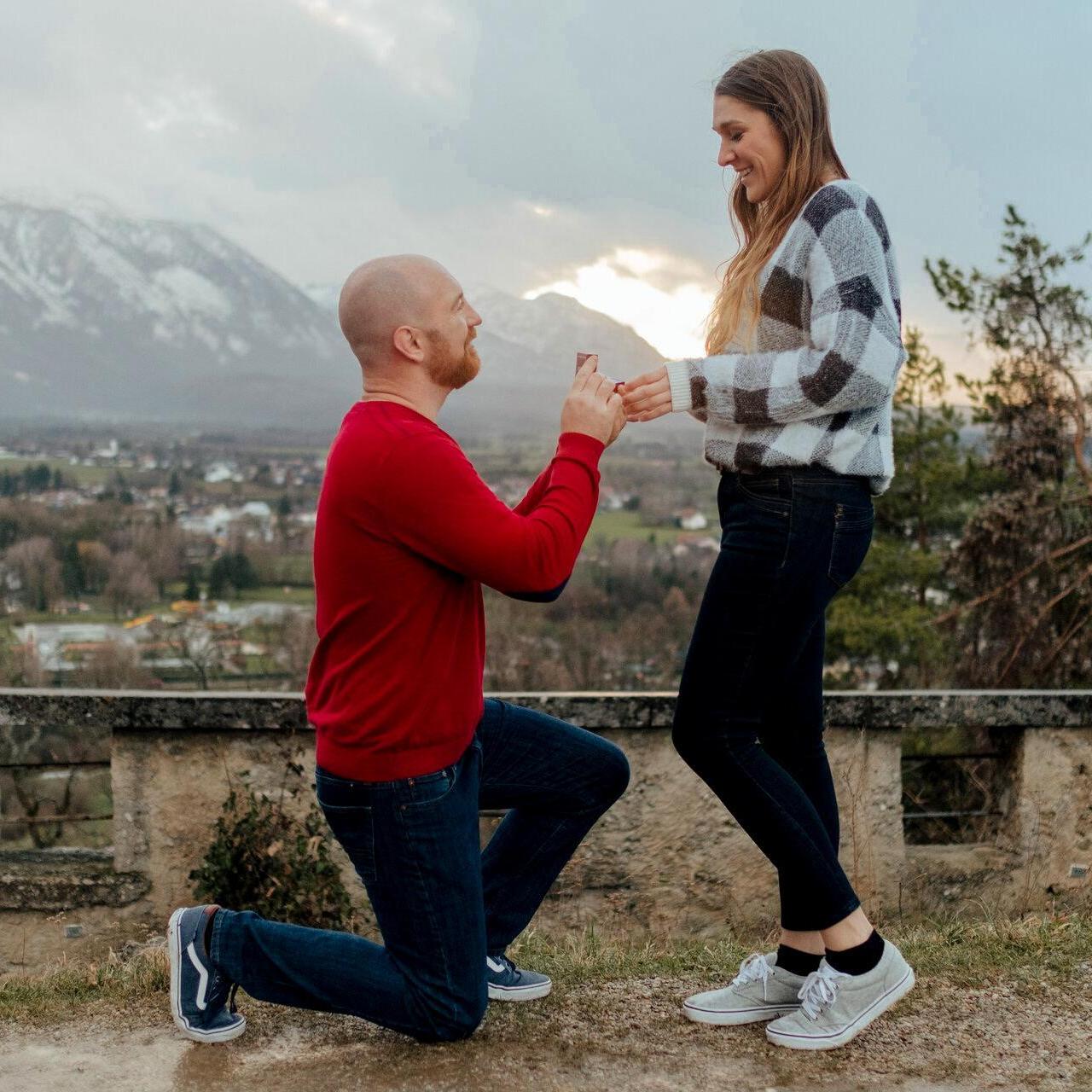 Steven Proposed in Salzburg, Austria at their favorite over-look spot.